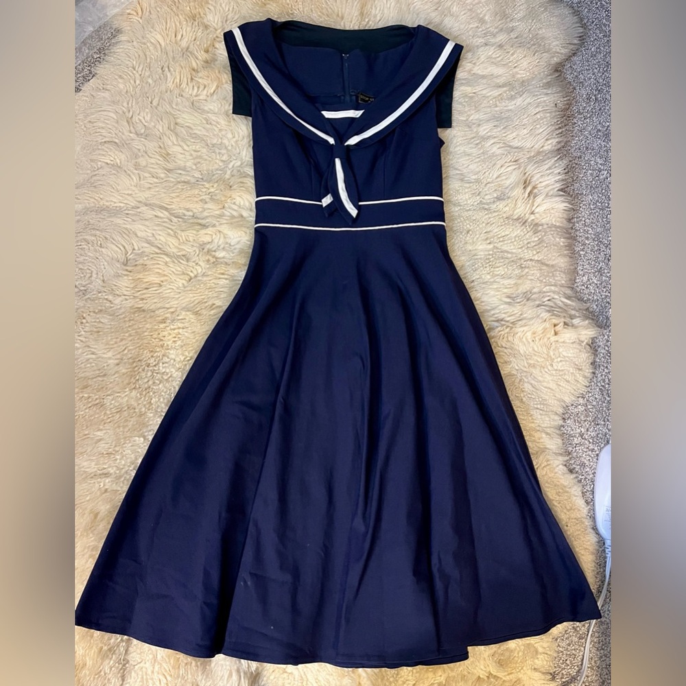 Stop Staring by Alicia Estrada - Navy Sailor Dress - size small - Vintage Retro - Picture 3 of 6